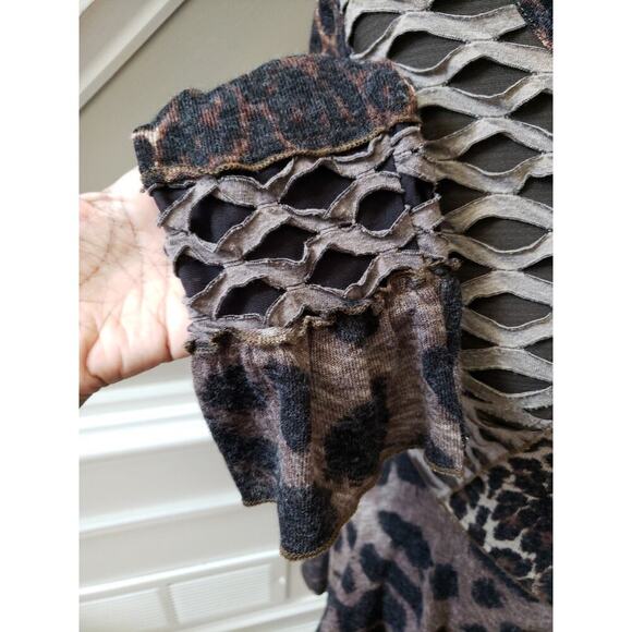 Fleur De Lis Tunic Top Women Medium Multicolor Long Sleeves Round Neck Pullover - Picture 6 of 13